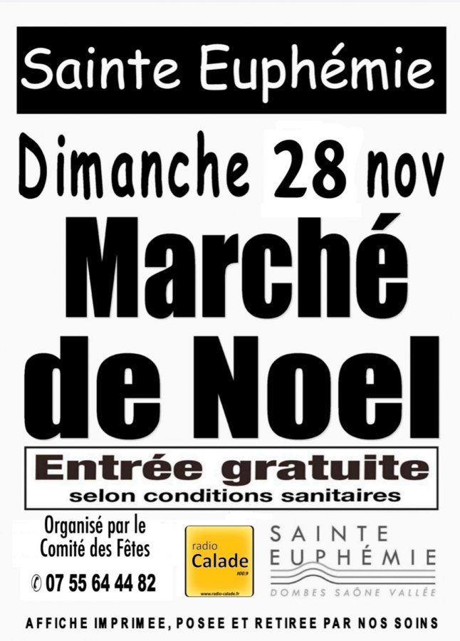 Marché de Noël de Saint-Euphémie le 28 novembre 2021 de 9h à 18h