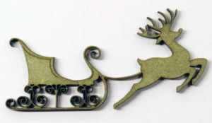 Embellissement en medium représentant le traineau du Père Noël Traineau du Père Noël en medium par LaserEnFolie