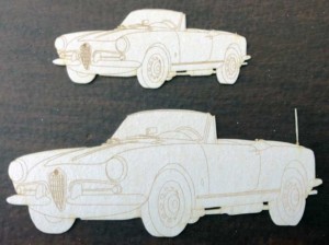 Embellissement scrapbooking d'une Alfa Roméo Giulietta Spider 1956 Alfa Roméo Giulietta Spider 1956 en carton bois par LaserEnFolie