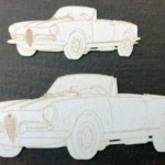 Embellissement scrapbooking d'une Alfa Roméo Giulietta Spider 1956 Alfa Roméo Giulietta Spider 1956 en carton bois par LaserEnFolie