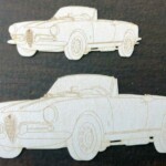 Embellissement scrapbooking d'une Alfa Roméo Giulietta Spider 1956 Alfa Roméo Giulietta Spider 1956 en carton bois par LaserEnFolie